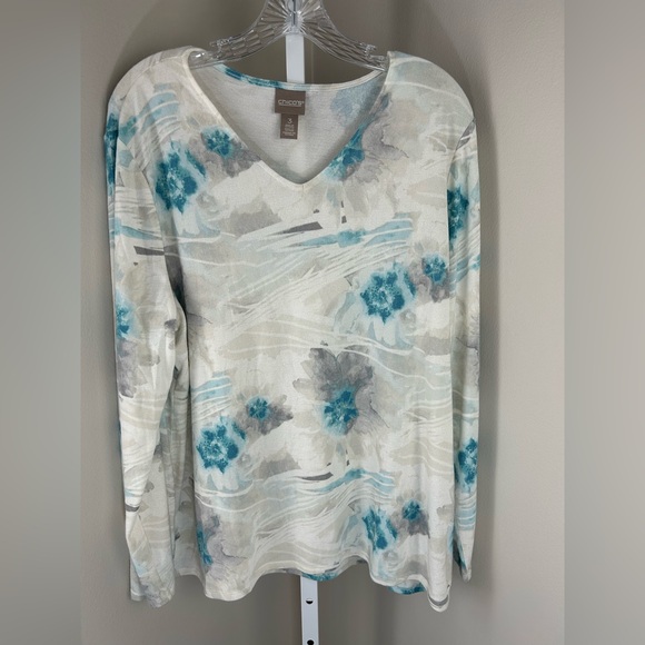 Chico's Tops - Chico's Blue and Gray Floral Tunic